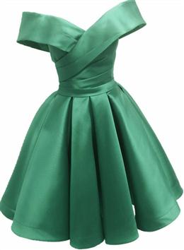 Picture of Green Satin Sweetheart Off Shoulder Satin Party Dresses, Green Homecoming Dresses Prom Dresses